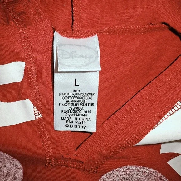 Womens Red Disney Vintage Mickey Mouse‎ Hoodie  Large Slim Fit V-Neck Tunic - Picture 4 of 7